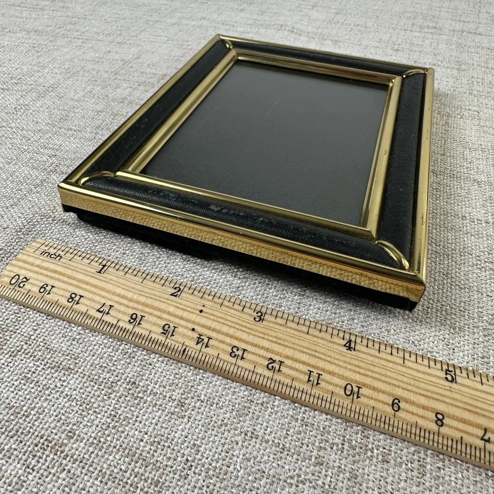 Vintage Brass Picture Frames Set of 2 4x6 Gold Black Korea Hollywood Regency